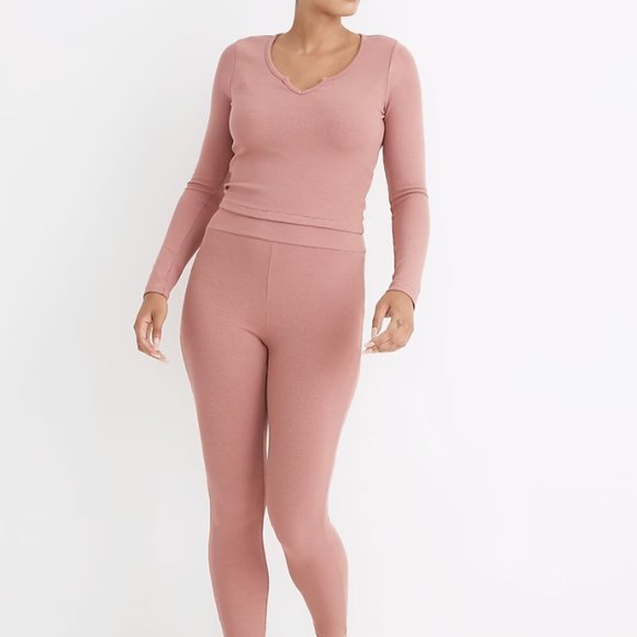 Madewell Ribbed Notch-Front Pajama Set Size S - Picture 1 of 12